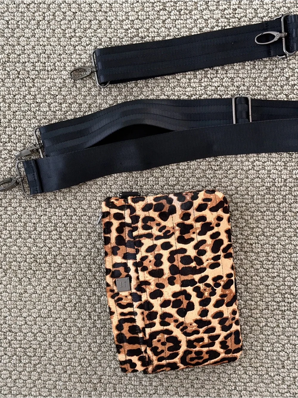 THINK ROYLN Leopard Print Card & Key Holder in Tan and Black